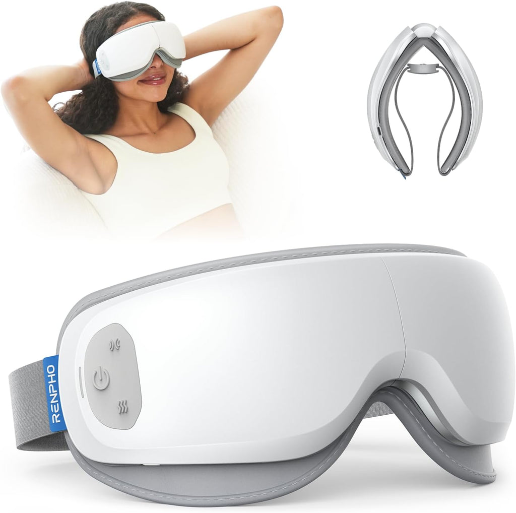 RENPHO Ultra-Quiet Eye Massager with Heat, Lightweight Eye Mask for Migraines, FSA Eligible HSA Face Massager for Dry Eyes Relax Reduce Strain Improve Sleep Eyeris Zen, Mothers Day Birthday Gifts
