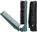MAGICLULU 2Pcs Travel Foldable Brush, Dual Headed Folding Comb Brush with Bristles, Portable Edge Control Beard Grooming Hairbrush for Men Slick Back Women Purse Pocket Gym Hair Styling Tool