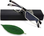 EYEURL Half Frame Reading Glasses Blue Light Blocking Computer Readers for Men Women Lightweight Anti Glare TR90 Black 2.0