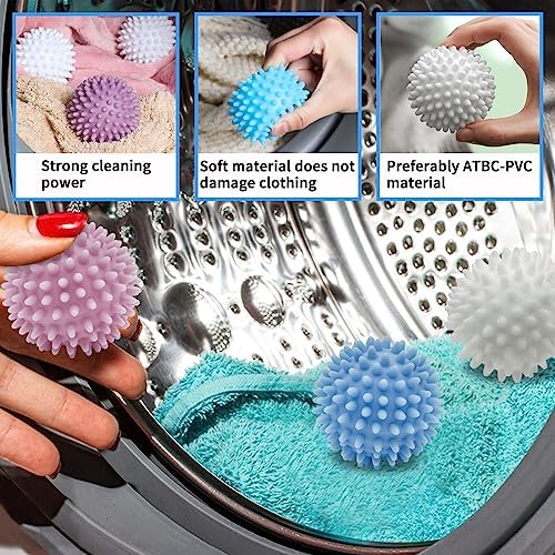 Laundry Balls, 4Pcs PVC Laundry Scrubbing Balls for Washing Machine, 2.5In Reusable Washer Laundry Dryer Balls for Reducing Clothing Wrinkles, Better Clean (4)