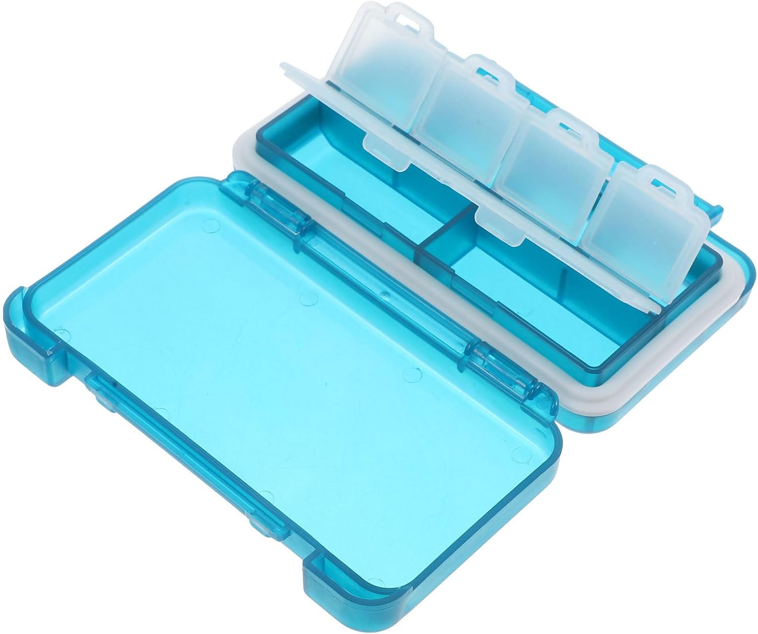 Small Travel Pill Organizer Case, Portable Weekly Organizer with Sealed Compartment, Compact Emerald Medicine Storage Box for Daily and Travel Use