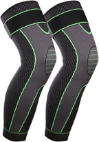 Full Leg Sleeves Long Compression Leg Sleeve Knee Sleeves Protect Leg, Reduce Varicose Veins and Swelling of Legs(Pair) (Green(with Strap)-1 Pair, Large)