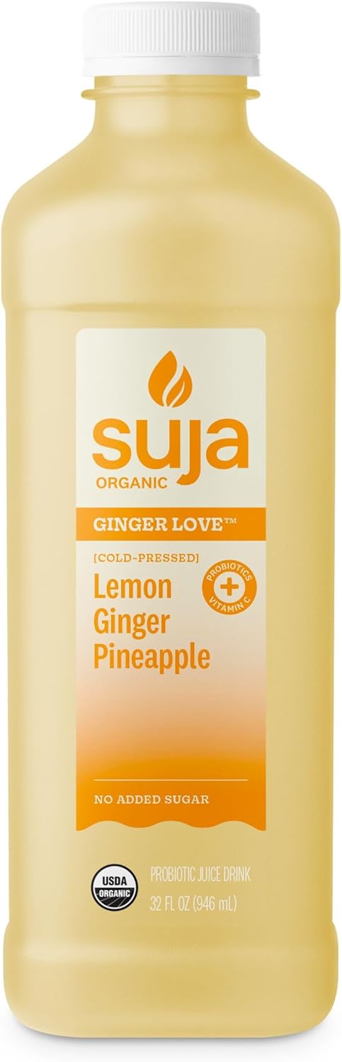 Suja Organic Ginger Love Cold Pressed Juice Drink, Refreshing Ginger Lemonade, excellent source of antioxidant vitamin C, 32 fl oz Bottle