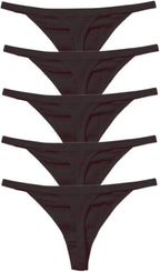 5 Pack Women's Black White Red Panties Cotton Spandex Thongs Underwear G-strings