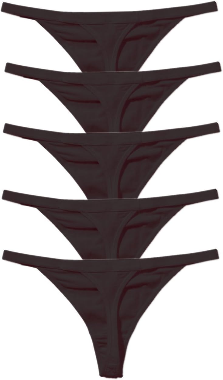 5 Pack Womens Panties Cotton Spandex Thongs Underwear G-Strings,Black,X-Small