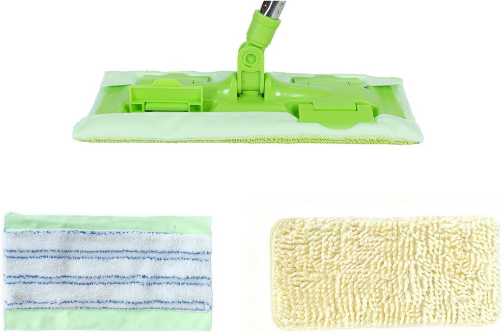 EaseYourDay Wet and Dry Flat Mop Head, Super Firm Clip on Pads, 2 Washable Mop Pads, Compatible with All Standard US Threading Pole