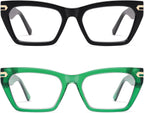 AMOMOMA Oversized Cat eye Reading Glasses for Women,Men,Men Blue Light Blocking Computer Readers Spring hinge AM6148