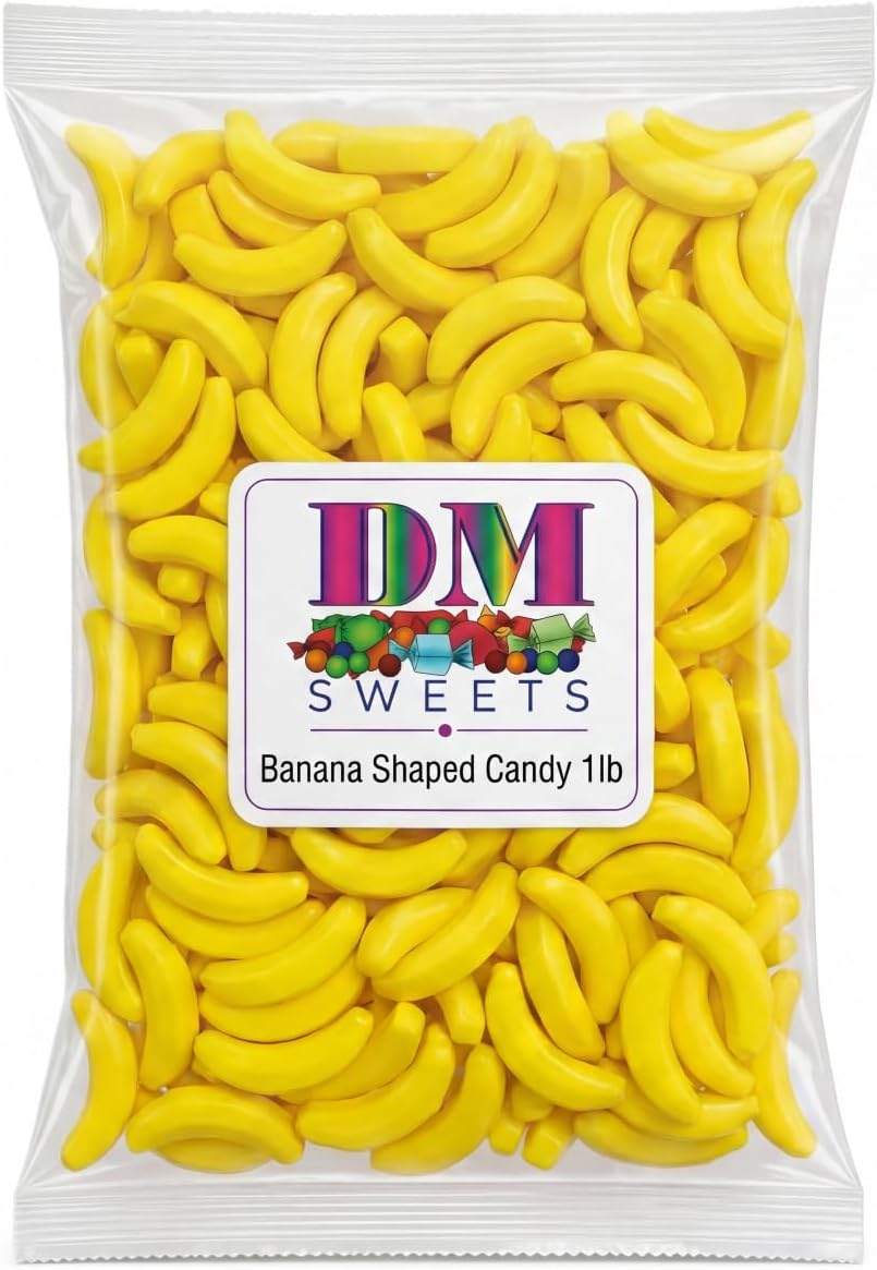 Banana Shaped Candy - 1 lb Bulk Bag of Crunchy Fruit Flavor Nostalgic Retro Treat