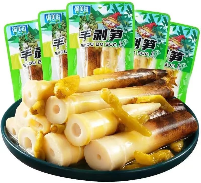 Hand peeled bamboo shoots 400g/pack，Pickled Bamboo Shoot Tip，Pickled pepper Crispy Bamboo shoots,spicy chinese snack,pickled vegetables,spicy strips (Original flavor (not spicy),1 pack)