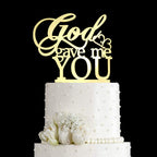 God Gave Me You Wedding Cake Topper for Wedding/Engagement/Marriage Party Decorations (Mirror Gold Acrylic)