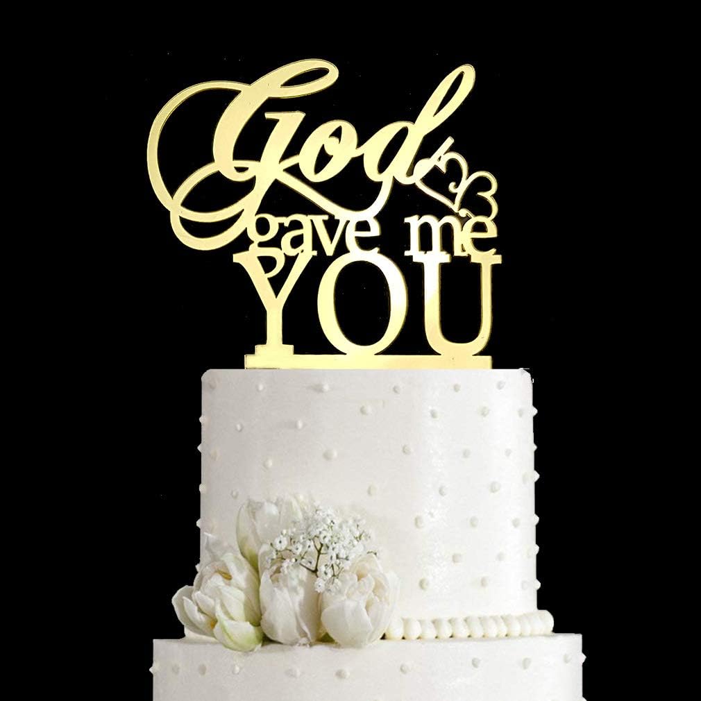 God Gave Me You Wedding Cake Topper for Wedding/Engagement/Marriage Party Decorations (Mirror Gold Acrylic)