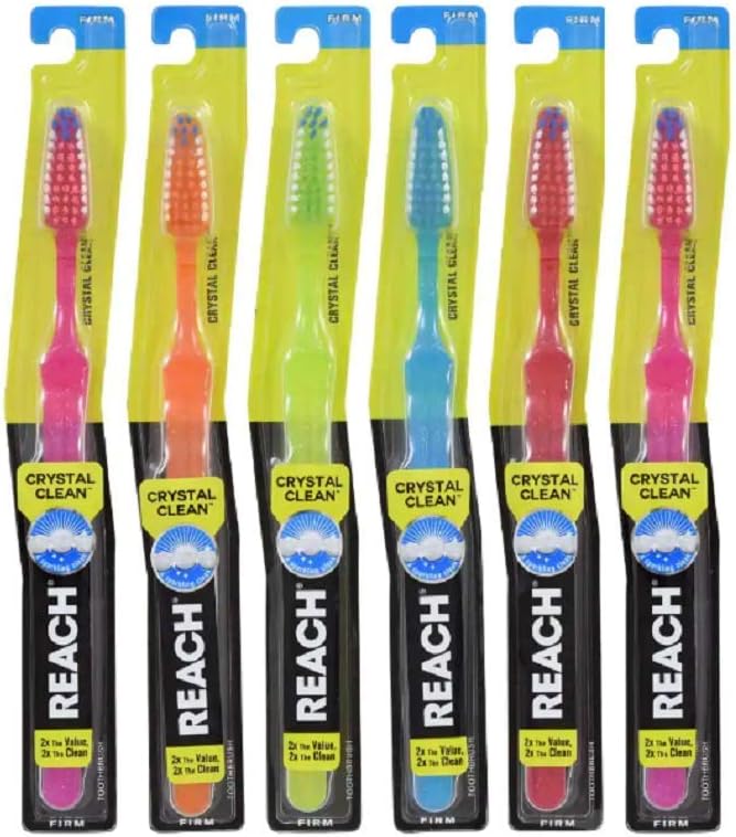 REACH Crystal Clean Firm Adult Toothbrush, 1 ea - Colors May Vary (Pack of 6)