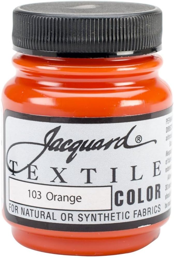Jacquard Textile Color Orange - Permanent Fabric Paint for Clothes, Furniture Upholstery, Shoes or Tote Bags – Indoor & Outdoor Fabric Paint – 8 Oz Jar, Upholstery Fabric Paint