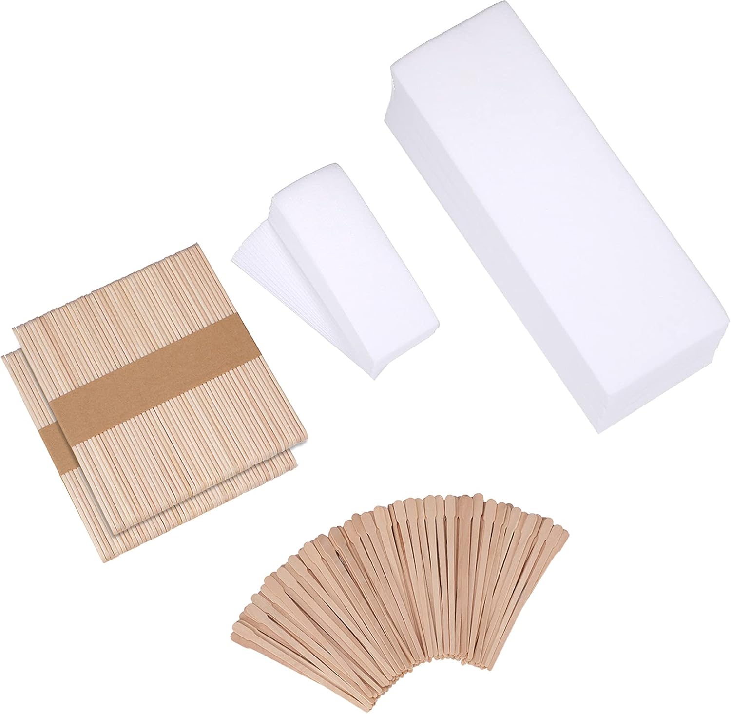 Yaomiao Wax Strips Kit, 250 Pieces Includes Waxing Strips and Smooth Wax Applicator Sticks for Women Men Body Skin Hair Removal (White)