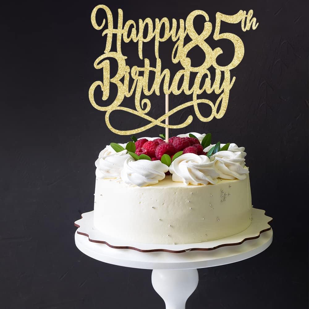 Gold Glitter Happy 85th Birthday Cake Topper,Cheers to 85 Years,happy 85th Birthday Cake Topper,85th Anniversary Cake Topper， men and women 85 years old happy birthday Party Decoration