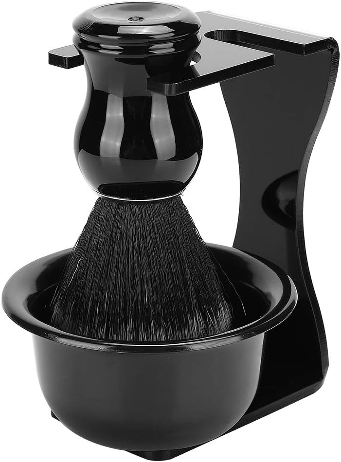 Men's Shaving Brush Set, 3 in 1 Kit with Hair Shaving Brush, Soap Bowl, Acrylic Holder Stand, Home Barber Gift