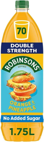 Double Strength Orange & Pineapple Fruit Squash No Added Sugar 1750ml (Pack of 3)