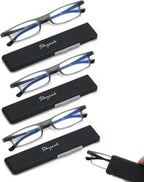 3 Pack Ultra thin Lightweight Folding Reading Glasses Women Men TR90 Blue Light Blocking Anti UV/Eyestrain Foldable Compact Computer Readers Portable Unique Stretchable Slim Flat case Gunmetal +1.5