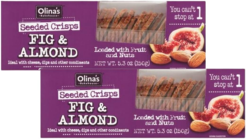 Olina's Bakehouse Crackers, Assorted (2-Pack, Fig & Almond - Seeded Crisps)