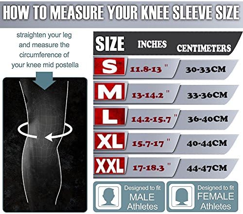 Knee Sleeves (1 Pair), 7mm Neoprene Compression Knee Braces, Great Support for Cross Training, Weightlifting, Powerlifting, Squats, Basketball and More