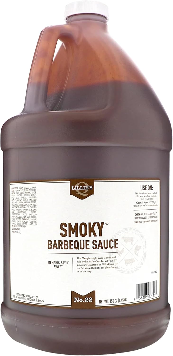 Lillie's Q - Smoky Barbeque Sauce, Gourmet BBQ, Sweet Brown Sugar BBQ Sauce, Mild Smoky Flavor, Premium Ingredients, Made with Gluten-Free Ingredients (156 oz)