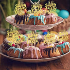 24 Pack Happy Easter Cupcake Toppers with Gold Glitter Rabbit Ear Cupcake Food Picks Bunny Paw Cake Decorations for Happy Easter Themed Baby Shower Kids Birthday Party Supplies