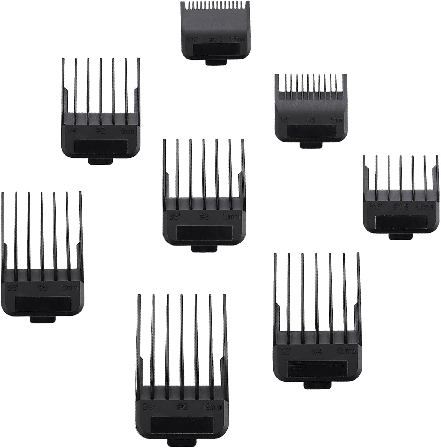 8PCS Magnetic Clipper Guards Cutting Guides Compatible with Wahl Clipper -from 1/16 Inch to 3/4 Inch(1.5-19mm)