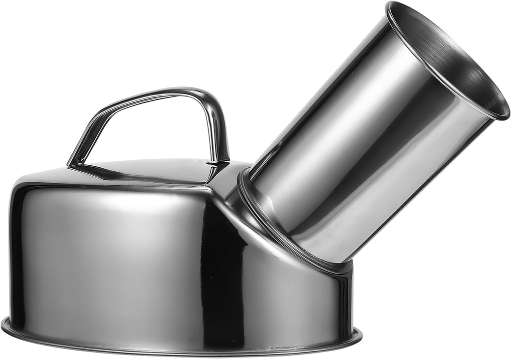 EXCEART Stainless Steel Urinary Pot for Men with Handle - Portable Urinal Bottle 10 Inch Rustproof Male Urinal for Camping Elderly Care Emergency Use