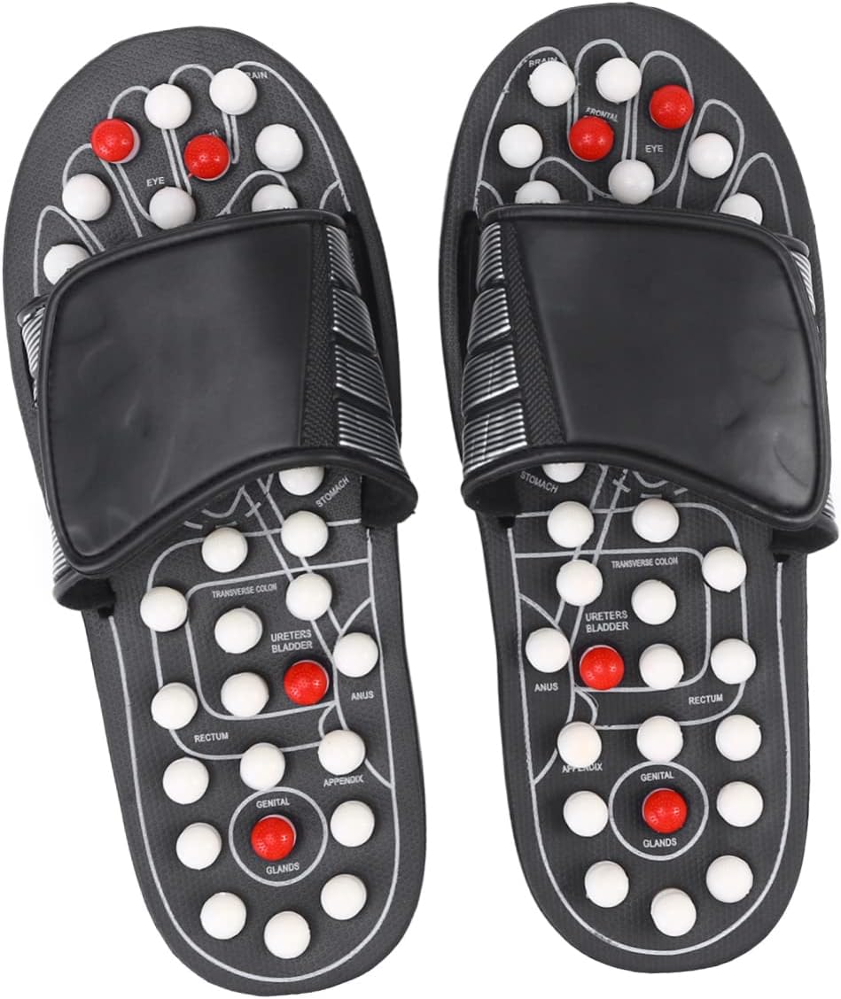 FRCOLOR Rotating Tai Chi Gossip Foot Massager Shoes Plantar Relief Magnetic Reflexology Slippers
