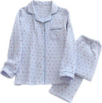 Womens Cotton Gauze Pajama Set Long Sleeve Button Up Shirt and Pants 2 Piece Cute Printed Pj Set