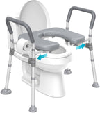 Toilet Seat Riser for Seniors,Heavy Duty Raised Toilet Seat with Handles,Adjustable Width and Height,Elevated Toilet Chair for Elderly,Handicap, Pregnant,Fit Most Toilet,450 LBS