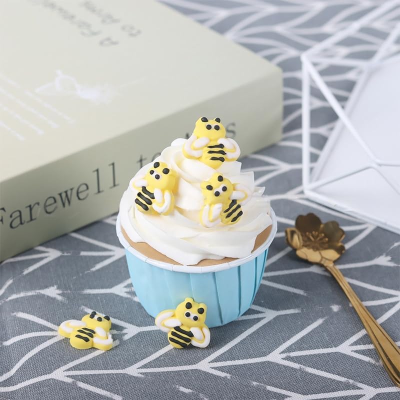Edible 12 pieces Bee cake decorations, Bees cupcake toppers, perfect Icing Cookies decro for Valentine's Day Birthday Halloween Thanksgiving Christmas party Team Dinner