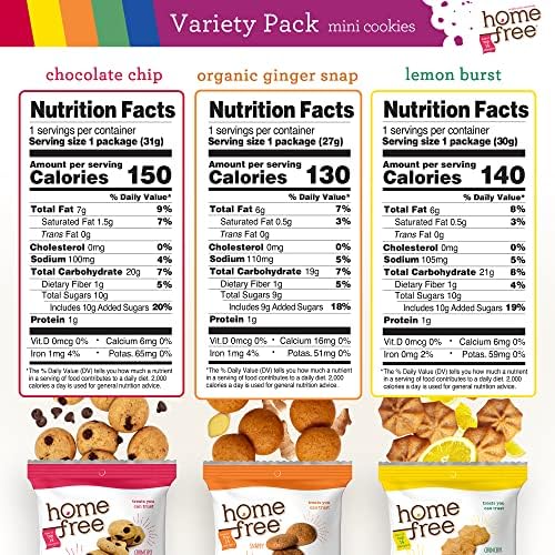 Homefree Mini Cookies Variety Pack, Gluten Free, Nut Free, Vegan, Cookie Snack Packs, School Safe and Allergy Friendly Snack (Pack of 10)