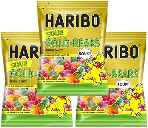 Haribo Sour Gold-Bears Gummi Candy Set of 3 3.6 oz bags
