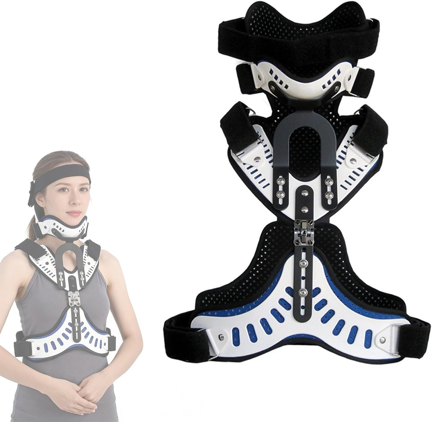 Unisex Adjustable Immobilization Brace, Detachable Orthosis Cervical Thoracic, U Lumbar Support, Cervical Orthotic for Cervical Spine Surgery