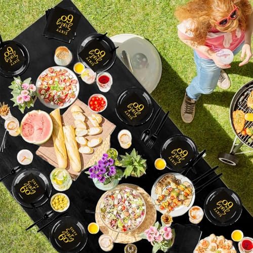 40pcs Black and Gold 60th Birthday Cocktail Napkins,60th Birthday Party Disposable Beverage Dessert Cake Table Decorations,Happy 60th Birthday Decorations for Men and Women