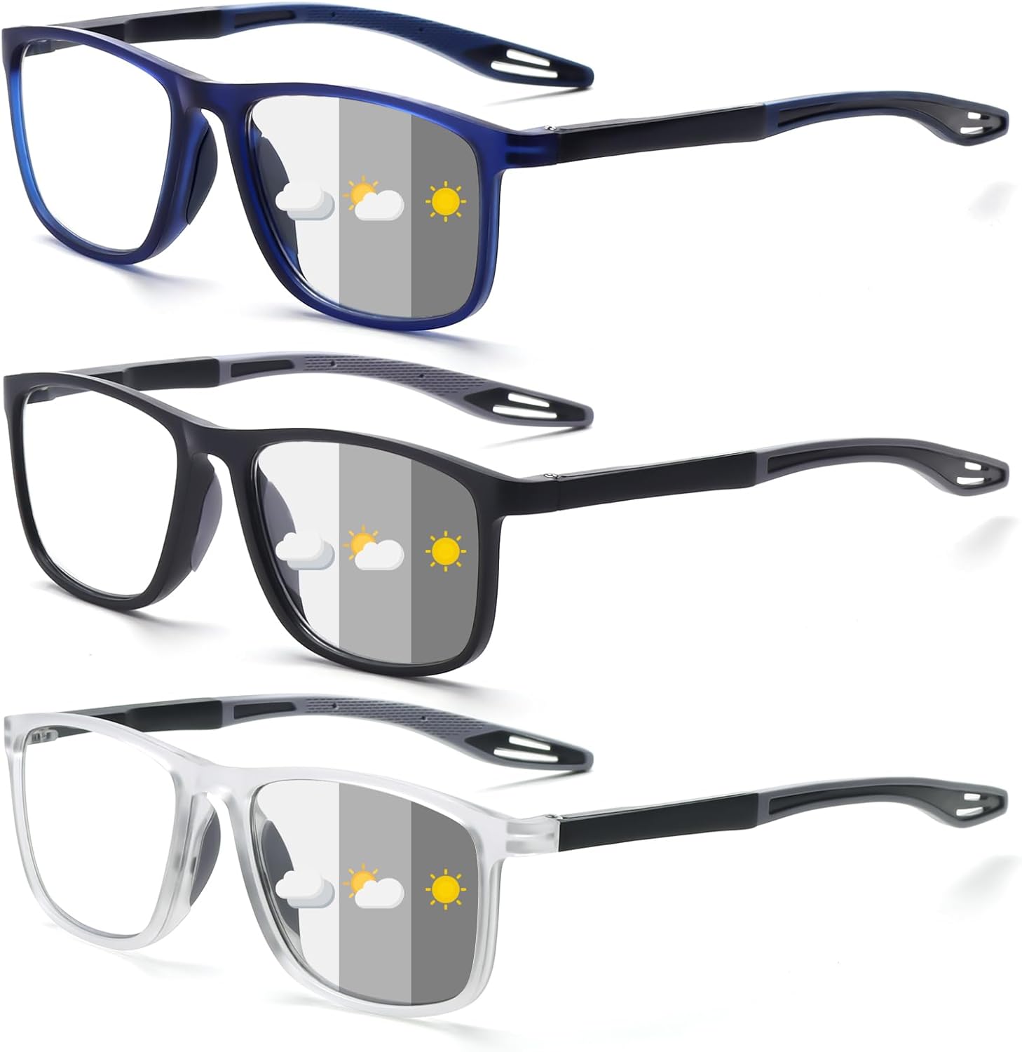 BLOEXCLU 6 Pack Reading Glasses for Men Sports Style Blue Light Blocking Readers with Spring Hinge Women Eyeglasses