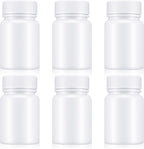 WLLHYF 6Pcs Pill Bottle White 50ml Empty Clear Plastic Pill Bottles Medicine Bottles with Screw Caps Empty Reagent Bottle Containers for Pills, Vitamins, Liquid Solid
