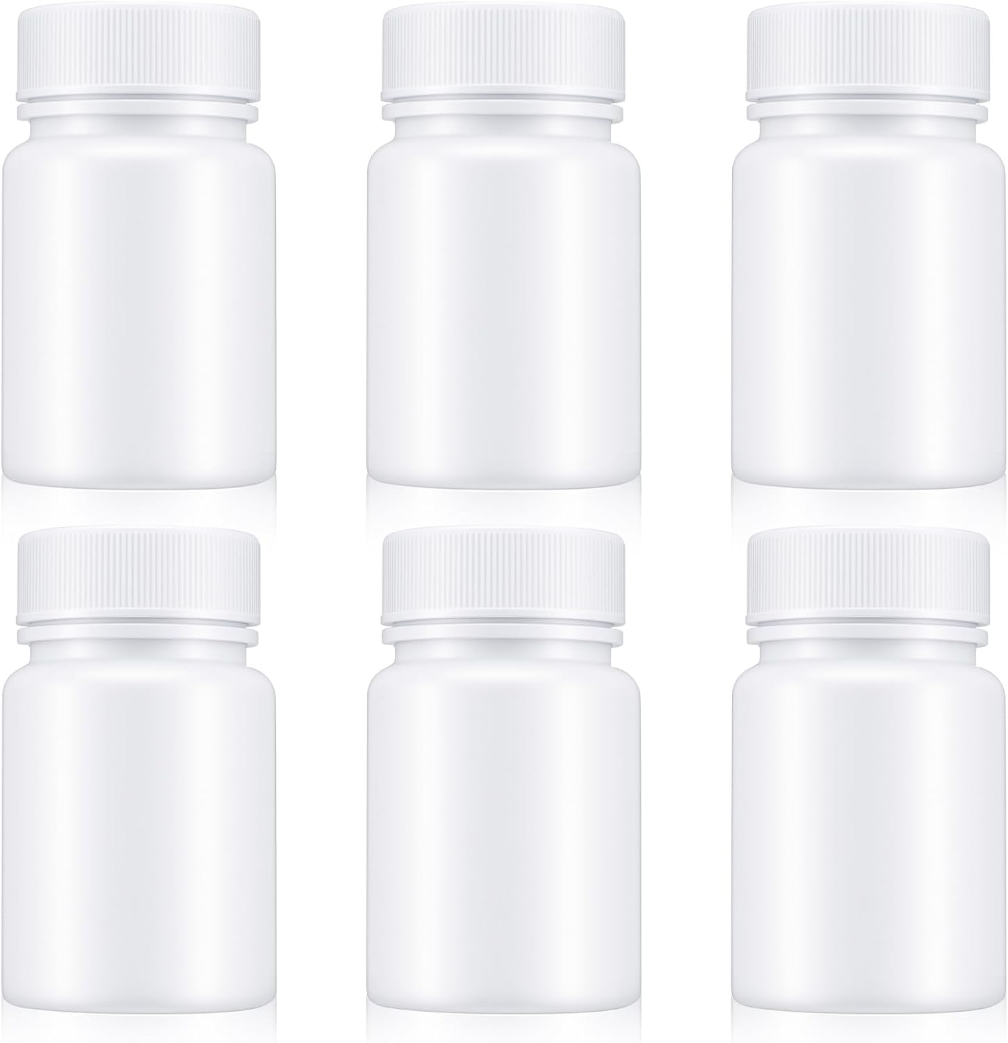 WLLHYF 6Pcs Pill Bottle White 50ml Empty Clear Plastic Pill Bottles Medicine Bottles with Screw Caps Empty Reagent Bottle Containers for Pills, Vitamins, Liquid Solid