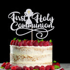 First Communion Cake Topper,God Bless,First Holy Communion Decoration,Featured God Christian Baptism/Confirmation/Baby Shower/Birthday/Sacrament Party Decoration supplies