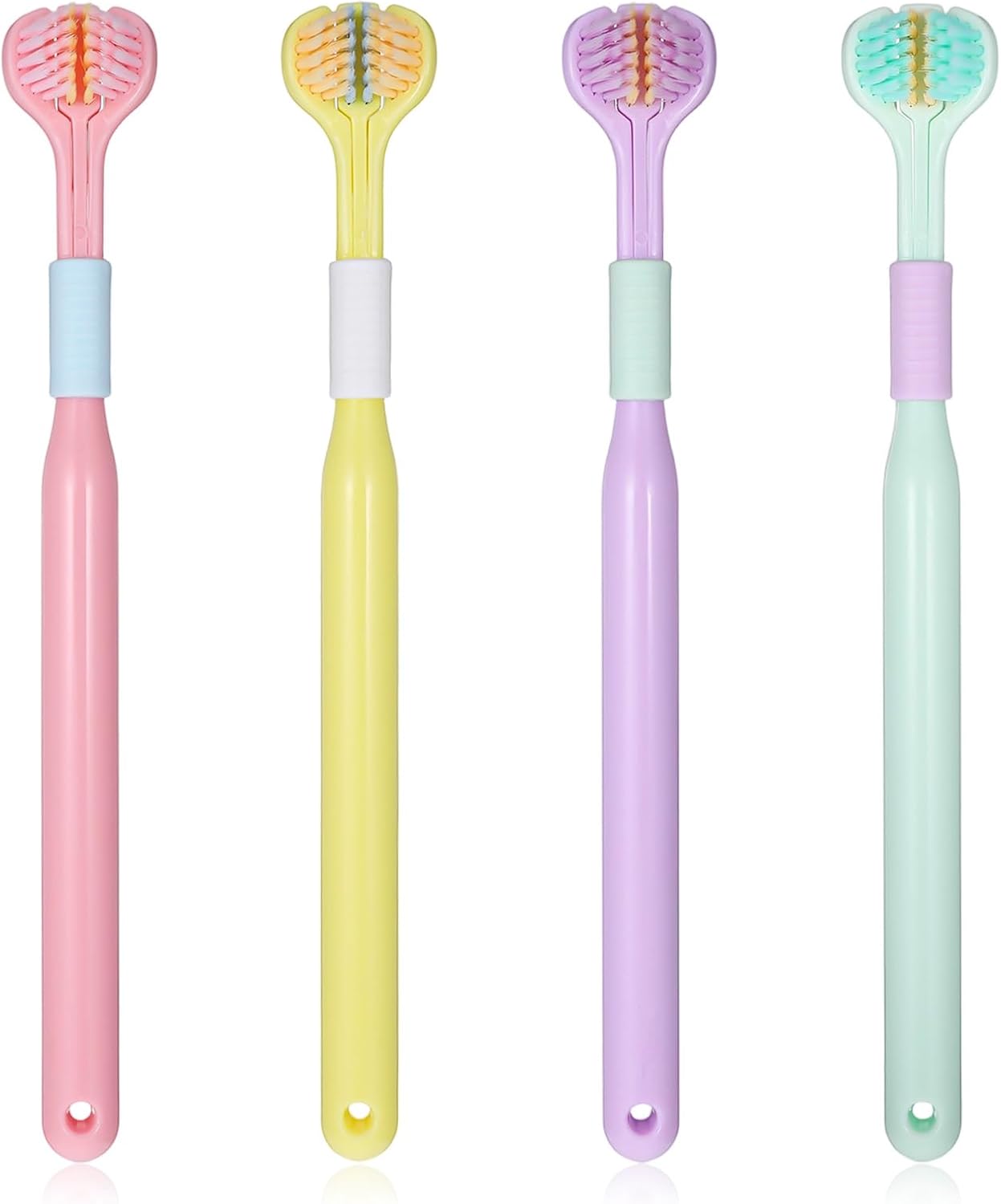4 Pcs Random Color Three-Sided Soft Hair Toothbrush Medium Soft Bristle Toothbrush Cleaning Travel Brush Effective Wrap-Around Design Deeply Thorough Teeth for Adults Accessories Teeth Care