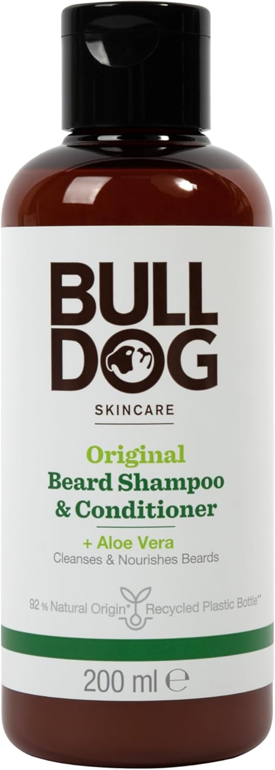 BULLDOG Skincare Original Beard Shampoo & Conditioner, Men's Grooming, Beard Moisturiser for Softer, Supple Beards, 200ml