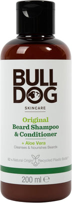 BULLDOG Skincare Original Beard Shampoo & Conditioner, Men's Grooming, Beard Moisturiser for Softer, Supple Beards, 200ml