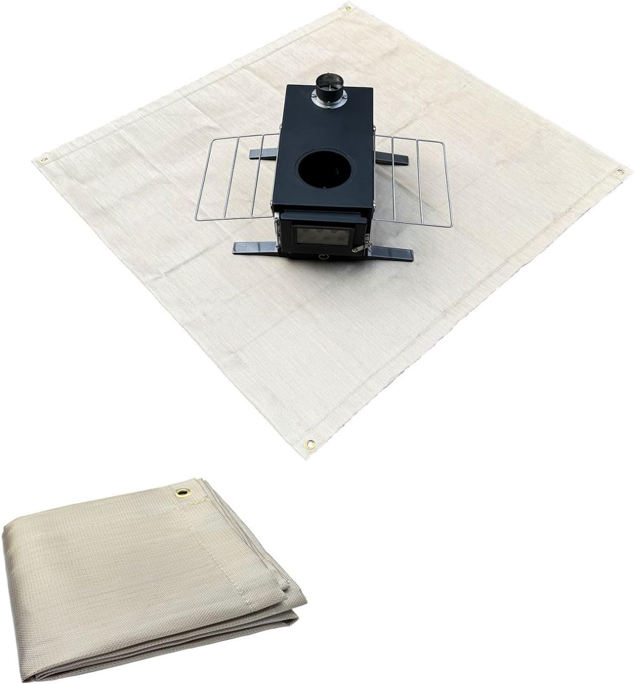 Fire Pit Mat 39"x39" – Fireproof Stove Mat with Heat-Resistant Coating, Fiberglass Deck Protector for Camping, Patio, Lawn, Up to 940°F