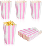 24 Pcs Paper Popcorn Boxes, Pink and White Striped - Mini Paper Popcorn and Candy Containers, Decorative Containers for Movie Nights, Party Favors, and Carnival Themed Events