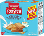 Britannia Toastea Milk Rusk 1.12Kg(39.50 oz) | Super Saver Pack | Crispy & Crunchy Pack for Breakfast | Double Baked