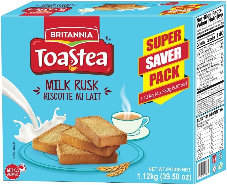 Britannia Toastea Milk Rusk 1.12Kg(39.50 oz) | Super Saver Pack | Crispy & Crunchy Pack for Breakfast | Double Baked