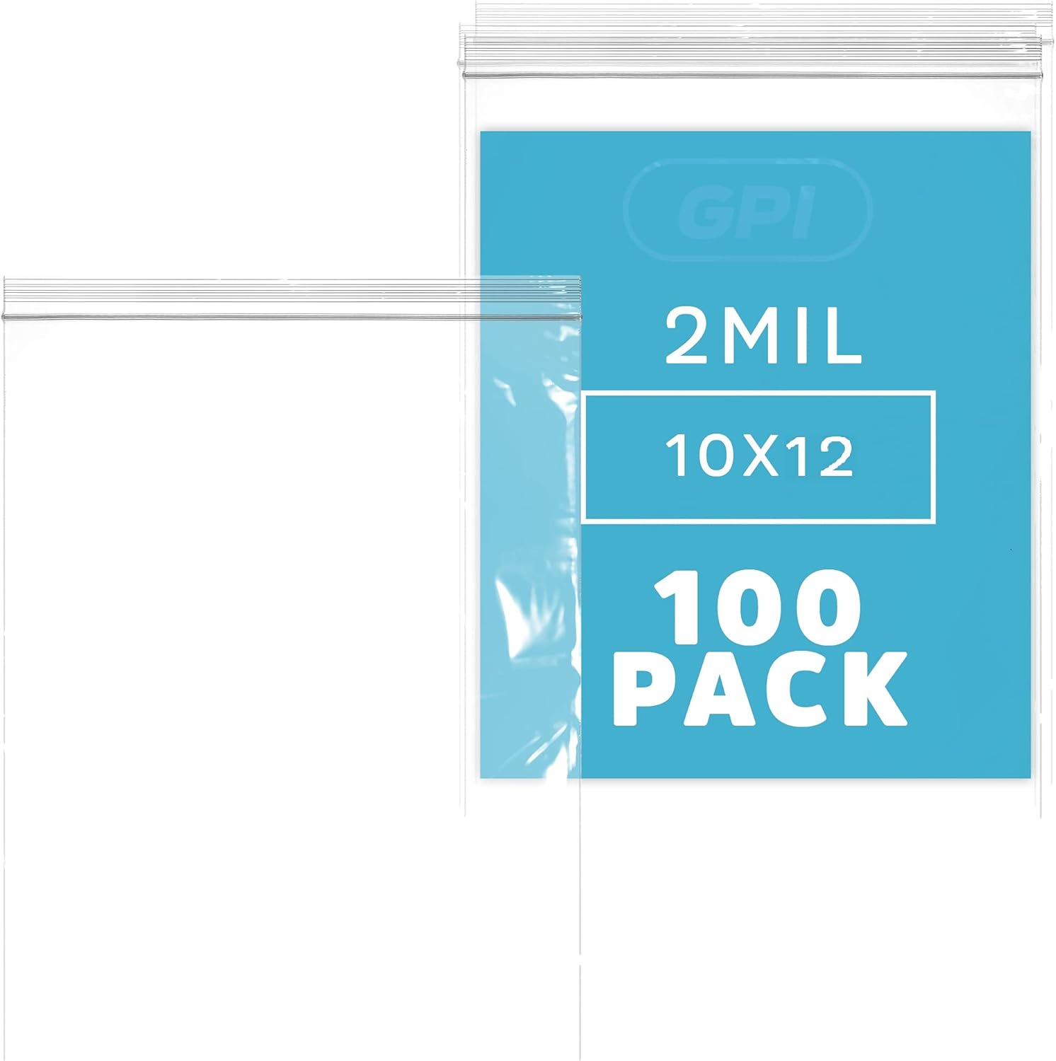 GPI PACK Of 100 , 10"x12" 1 GALLON, CLEAR PLASTIC RECLOSABLE ZIP BAGS,2 mil Thick Poly Baggies With Resealable Zip Top Lock For food, jewelry, medical, and household & office supplies.