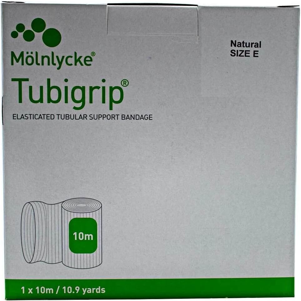 Tubi Grip Natural Size E Tubular Bandage, 8.75cm x 10M, Elasticated Cotton Support Bandage, 10.9 Yards