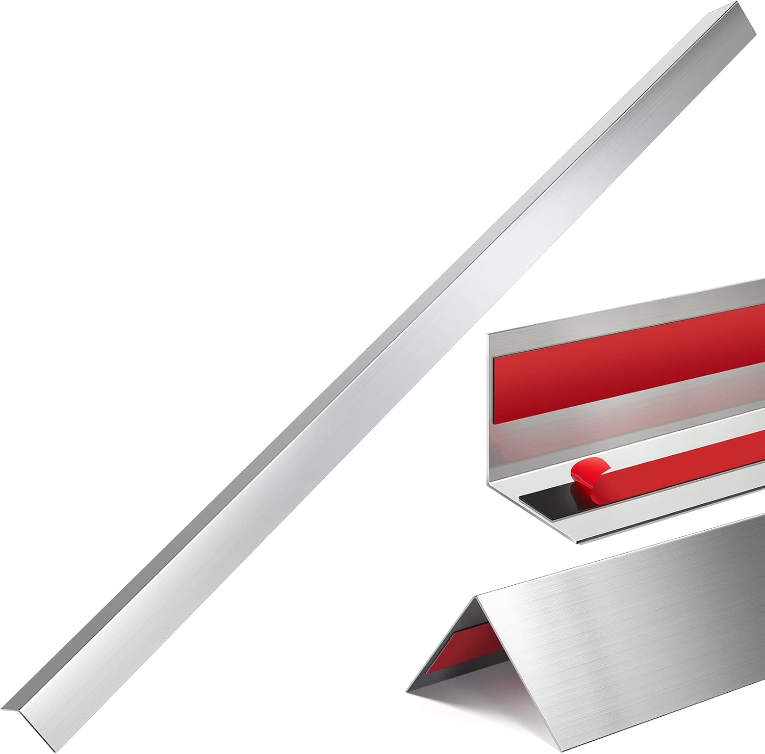 Therwen 10 Pcs 2 x 2 x 48 Inch 304 Stainless Steel Corner Guards Metal Wall Guard Protector Corner Trim Molding for Door Countertop Furniture Cabinet Protection